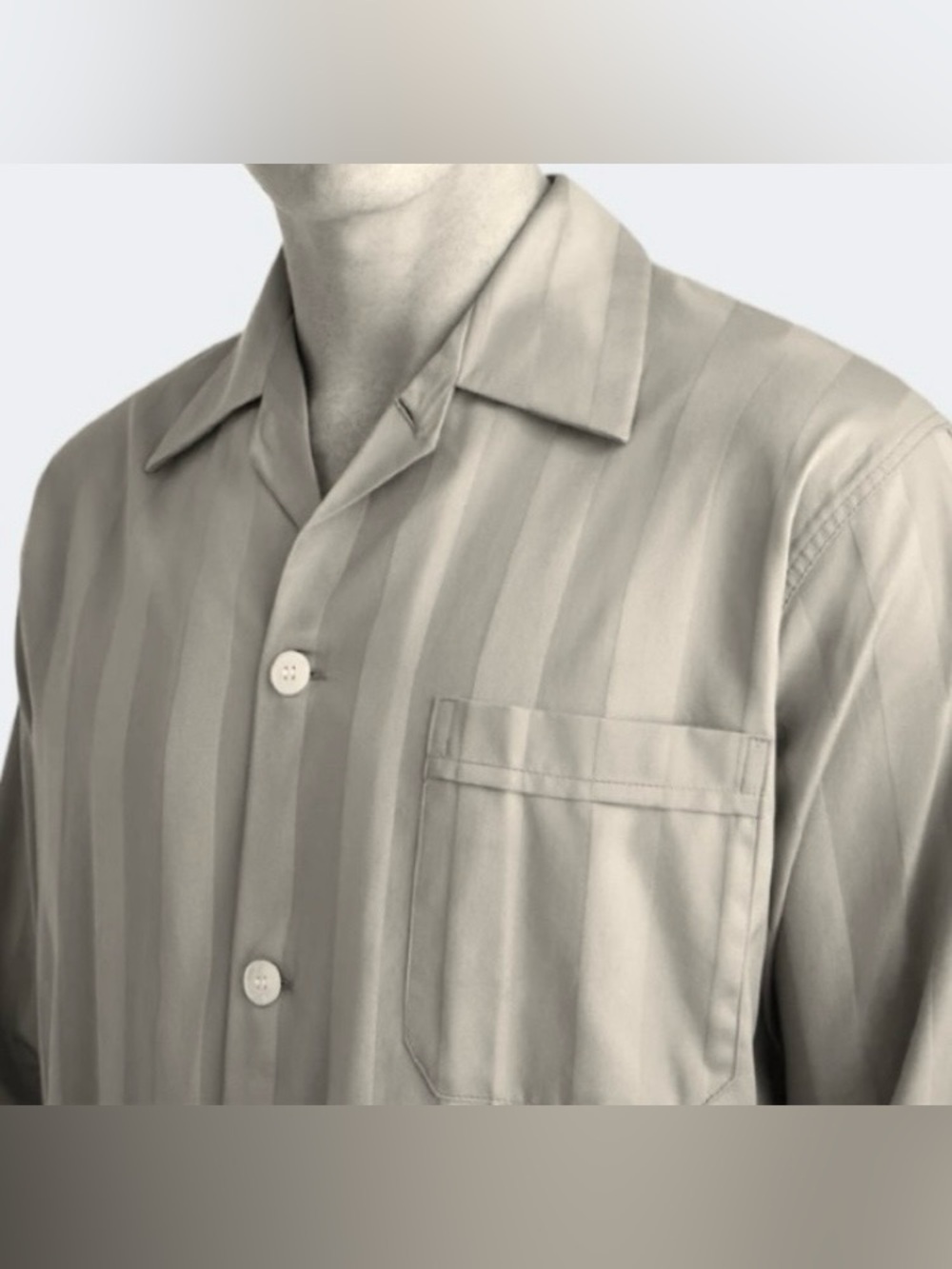 Derek Rose | NWT Lingfield Cotton Pajama Top | Beige/White Stripe | Size XXL